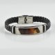 One color Wrap Leather Amber bracelet for men